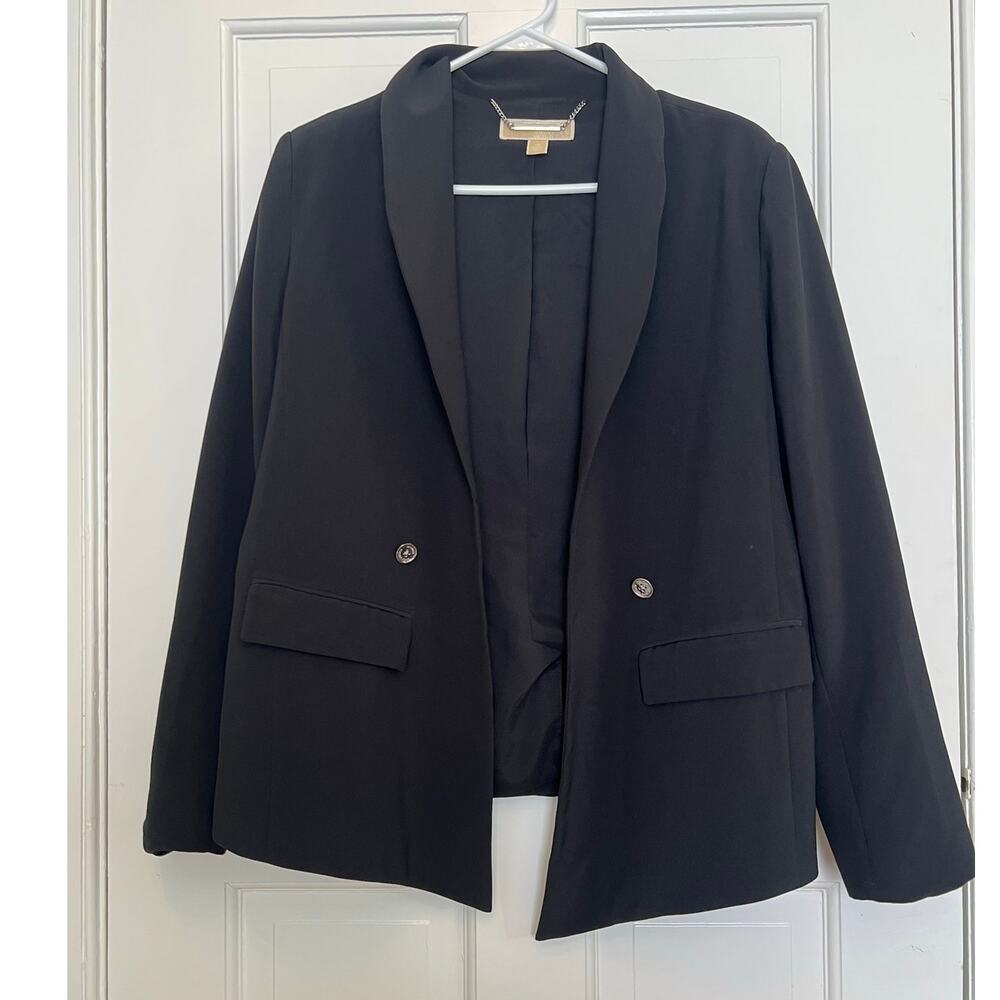 Michael Michael Kors Black Blazer Open Front Silver Tone Hardwear Women's 10